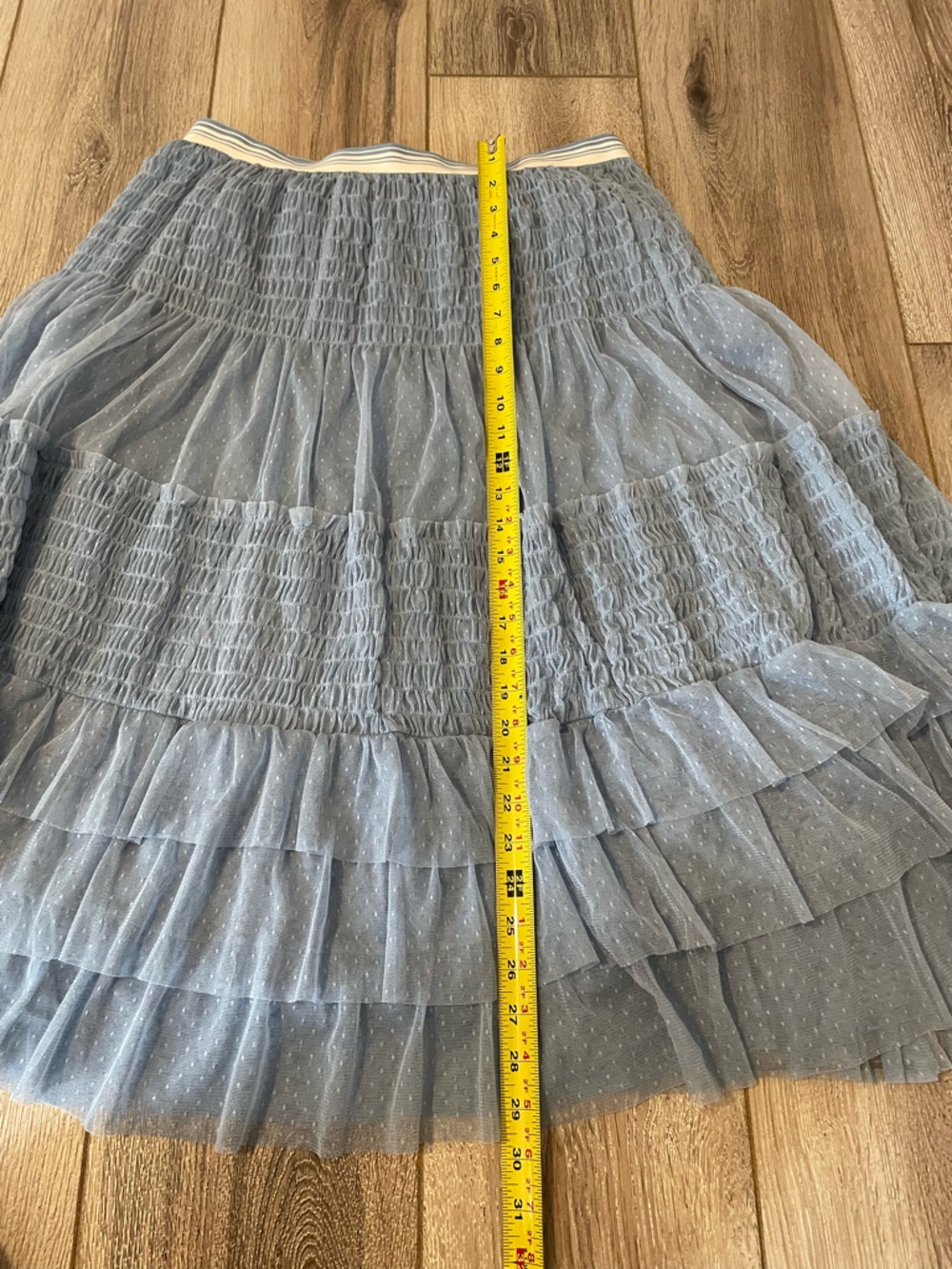 Anthropologie Maeve Tulle Midi Blue Swiss Dot Mesh Skirt Size Medium - Picture 10 of 10